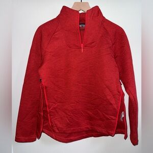 The North Face 1/4 Zip And Side Zip Up Pullover Jacket Red Polyester Size Medium
